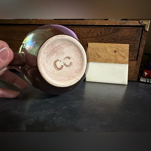 Ceramic Brown Mugs & Solid Oak Wood Coasters Stoneware Mug Set - Picture 3 of 4